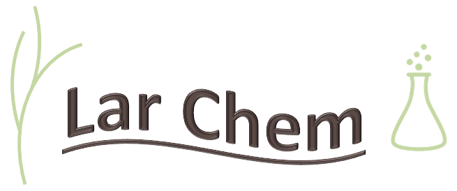 Larchem Logo: a tree, the word LarChem, a chemistry lab flask